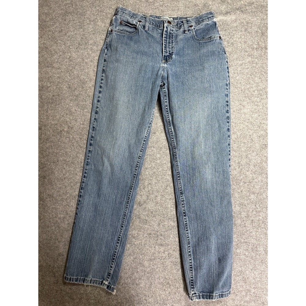 Riders Relaxed Jeans 12 L Blue Denim High Rise Raw Hem